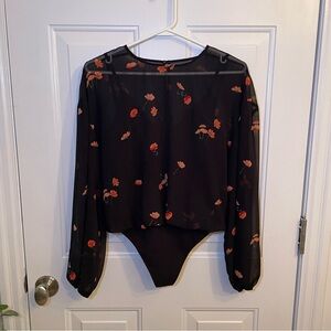 Wilfred Long Sleeve Black and Orange Bodysuit